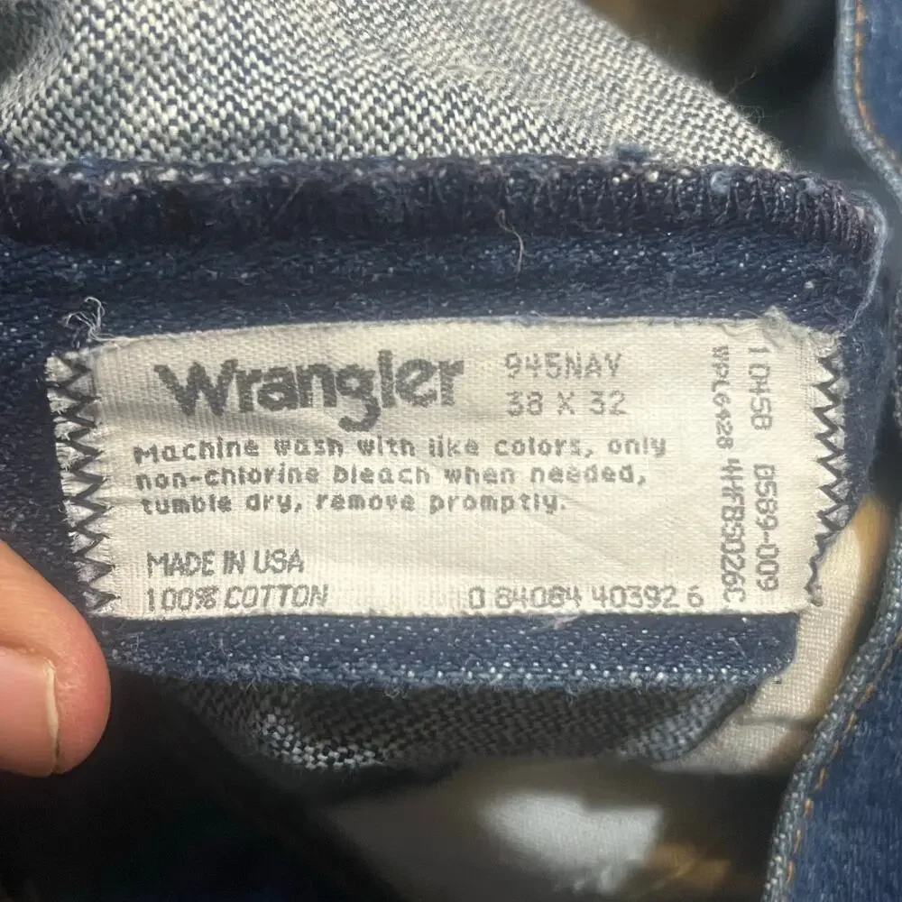 Vintage Wrangler Denim Jeans USA Made‎ Me 38x32 Workwear Skater Classic